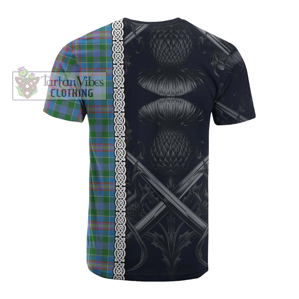 Tartan Vibes Clothing Ralston Tartan Cotton T-shirt with Family Crest Cross Sword Thistle Celtic Vibes