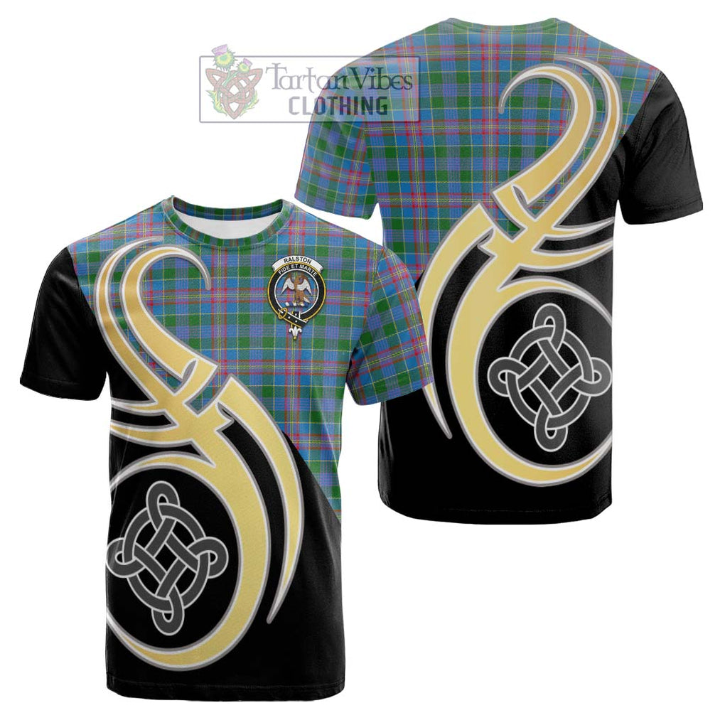 Tartan Vibes Clothing Ralston Tartan Cotton T-shirt with Family Crest and Celtic Symbol Style