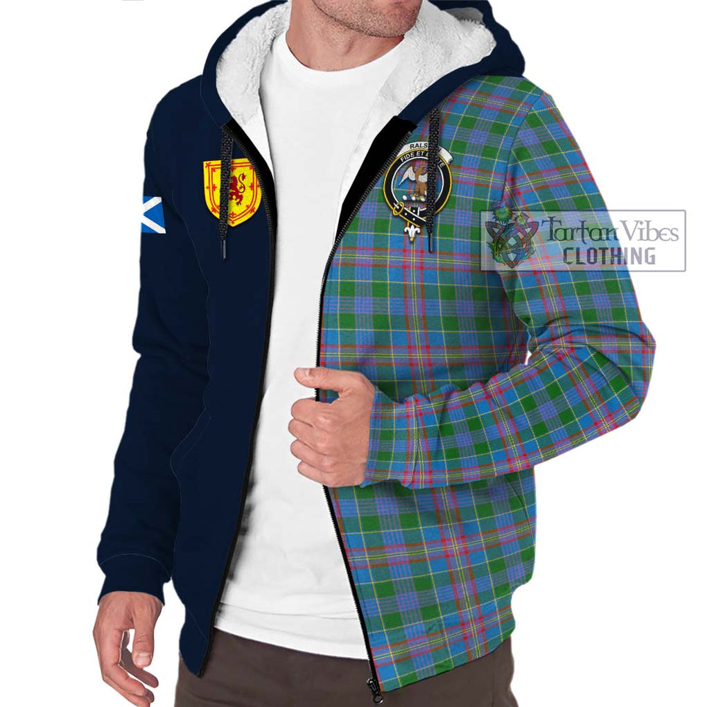 Tartan Vibes Clothing Ralston Tartan Sherpa Hoodie with Scottish Lion Royal Arm Half Style