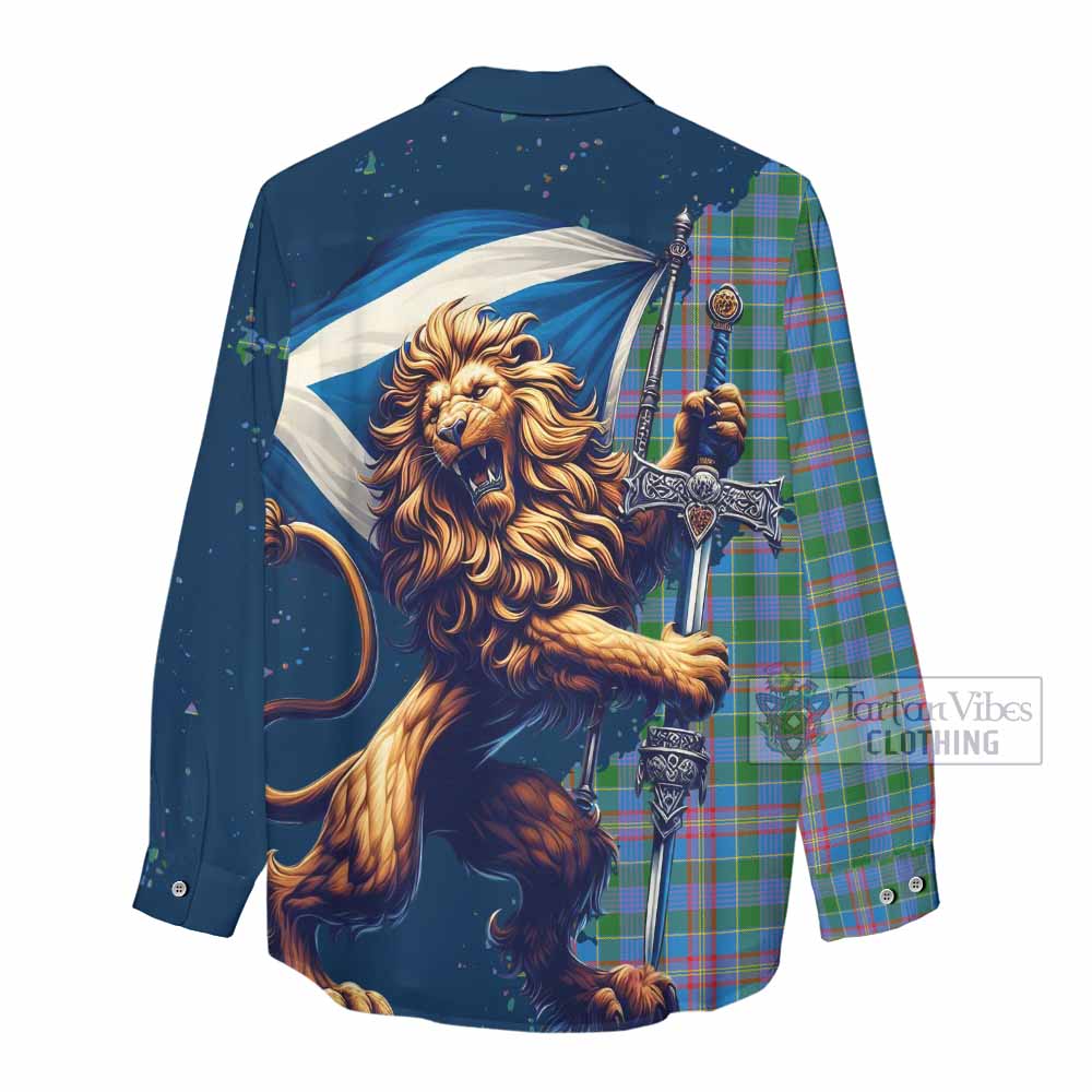 Tartan Vibes Clothing Ralston Tartan Family Crest Women's Casual Shirt with Scottish Majestic Lion