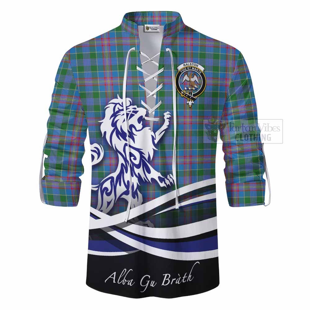 Tartan Vibes Clothing Ralston Tartan Ghillie Kilt Shirt with Alba Gu Brath Regal Lion Emblem