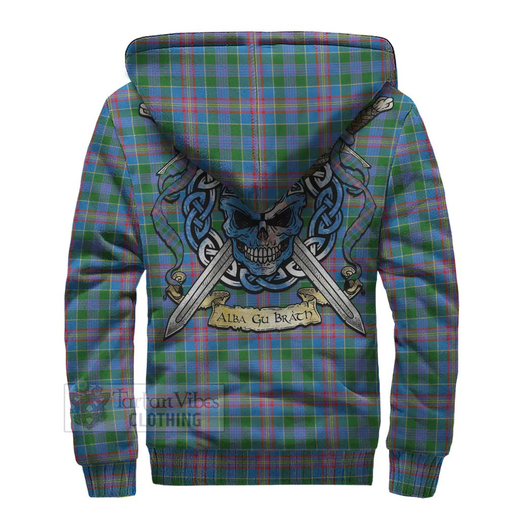 Tartan Vibes Clothing Ralston Tartan Sherpa Hoodie with Family Crest Celtic Skull Style