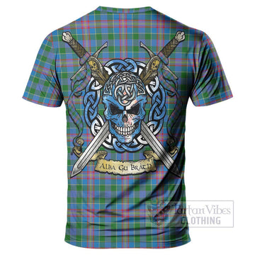 Ralston Tartan T-Shirt with Family Crest Celtic Skull Style