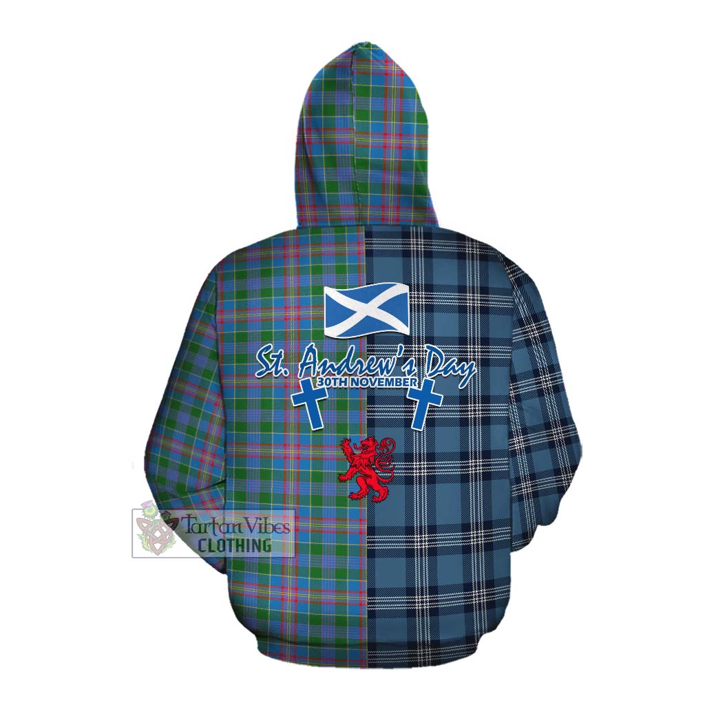 Tartan Vibes Clothing Ralston Tartan Cotton Hoodie Happy St. Andrew's Day Half Tartan Style