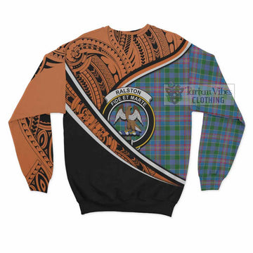 Ralston Crest Tartan Sweatshirt with Polynesian Vibes Style - Orange Version