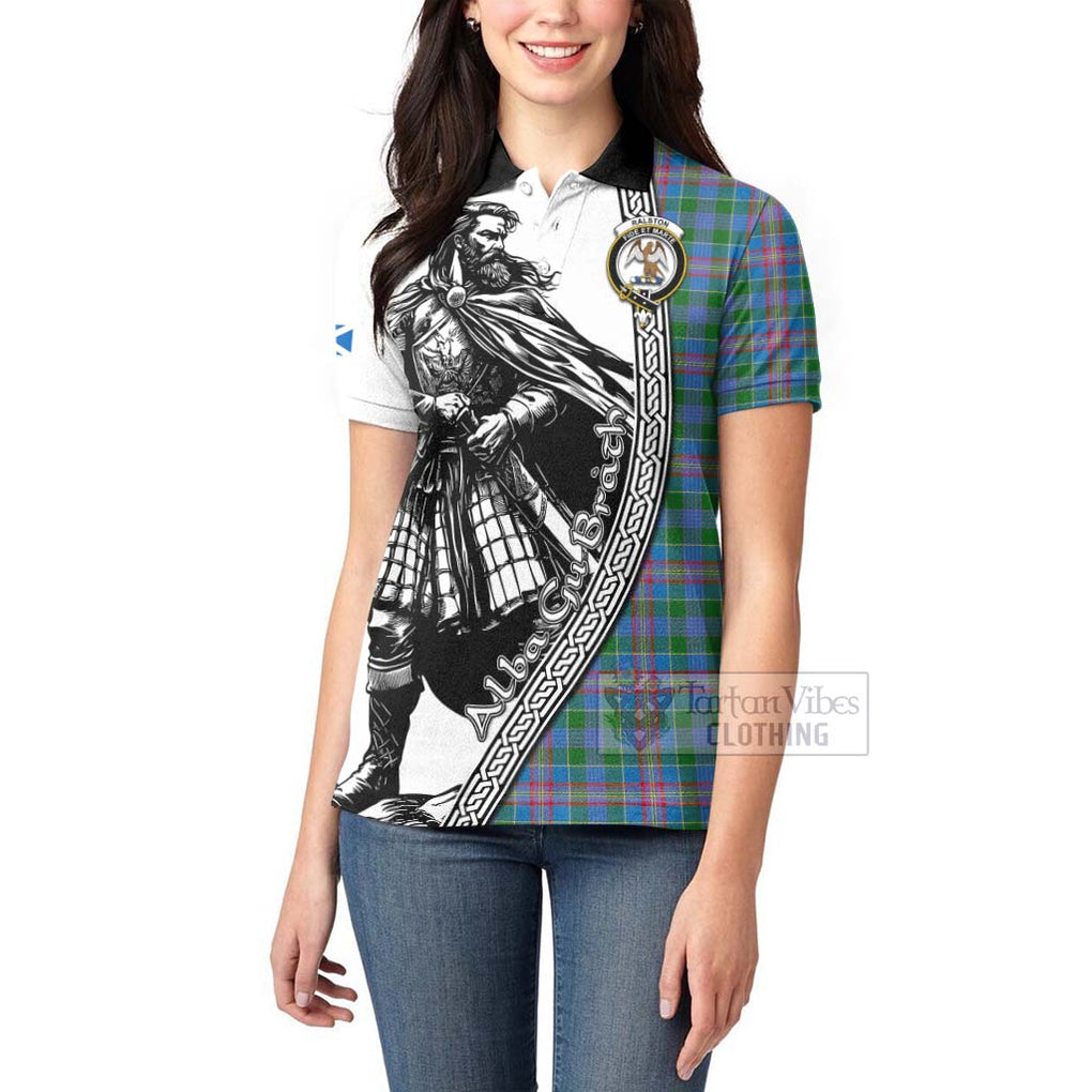 Tartan Vibes Clothing Ralston Tartan Clan Crest Women's Polo Shirt with Highlander Warrior Celtic Style