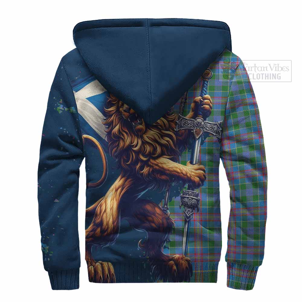 Tartan Vibes Clothing Ralston Tartan Family Crest Sherpa Hoodie with Scottish Majestic Lion