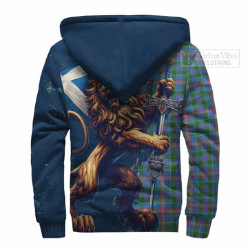 Ralston Tartan Family Crest Sherpa Hoodie with Scottish Majestic Lion