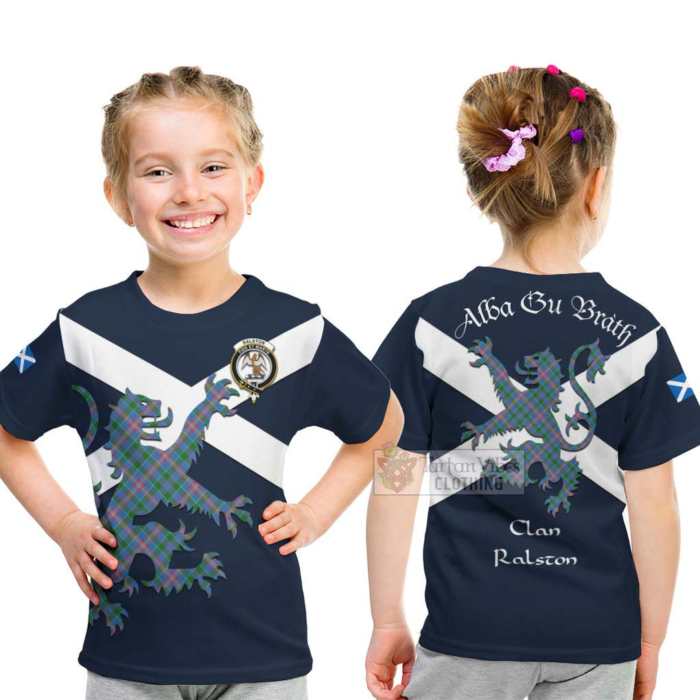 Tartan Vibes Clothing Ralston Tartan Lion Rampant Kid T-Shirt – Proudly Display Your Heritage with Alba Gu Brath and Clan Name