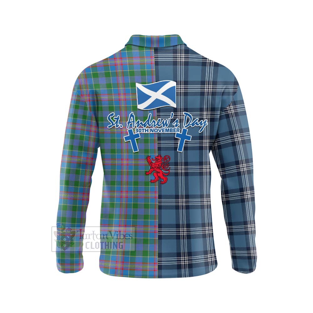 Tartan Vibes Clothing Ralston Tartan Long Sleeve Polo Shirt Happy St. Andrew's Day Half Tartan Style