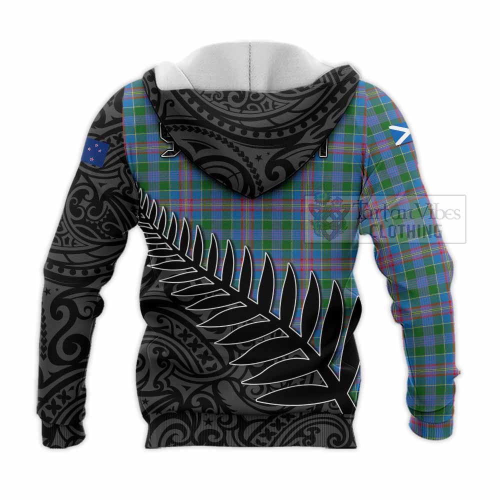 Tartan Vibes Clothing Ralston Crest Tartan Knitted Hoodie with New Zealand Silver Fern Half Style