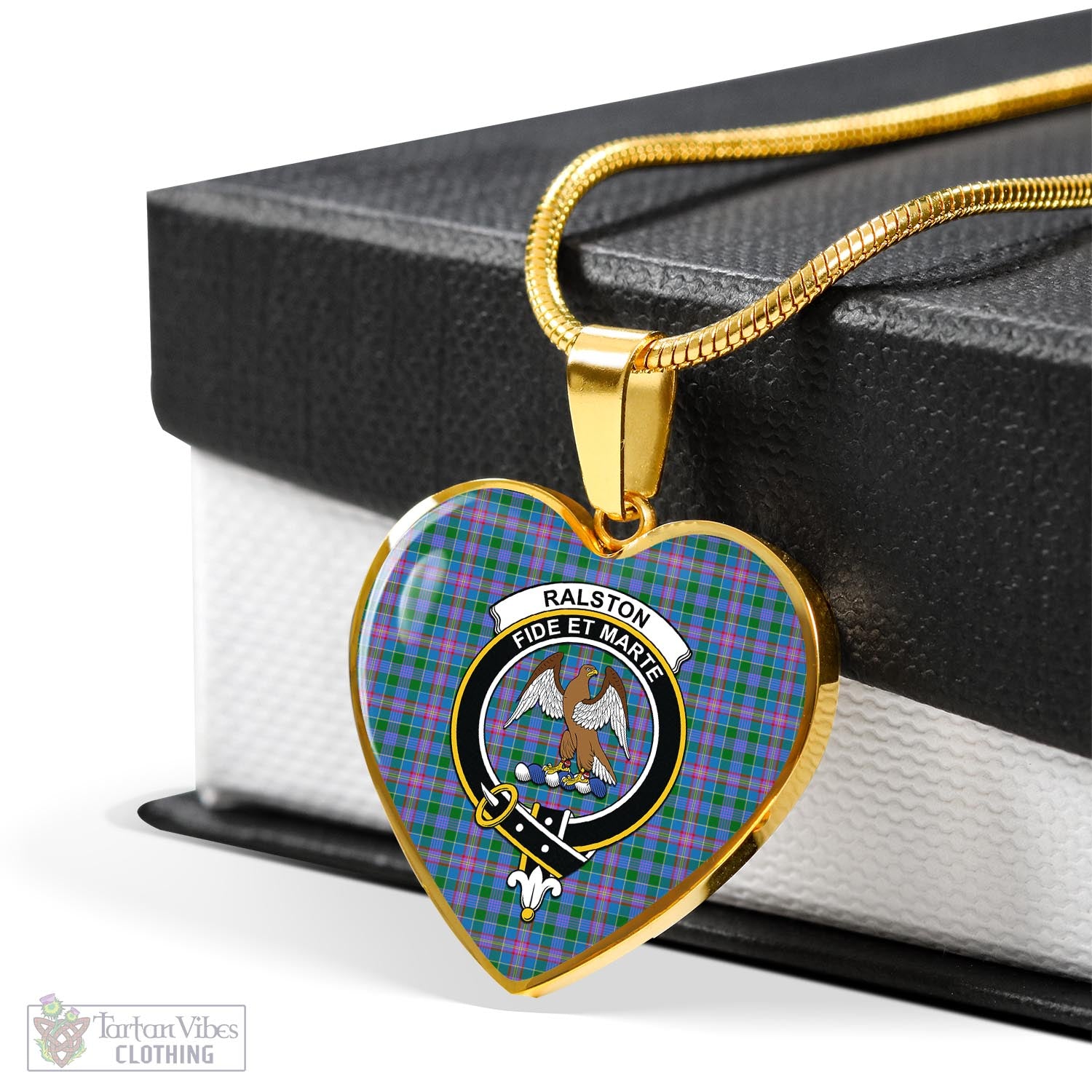 Tartan Vibes Clothing Ralston Tartan Heart Necklace with Family Crest