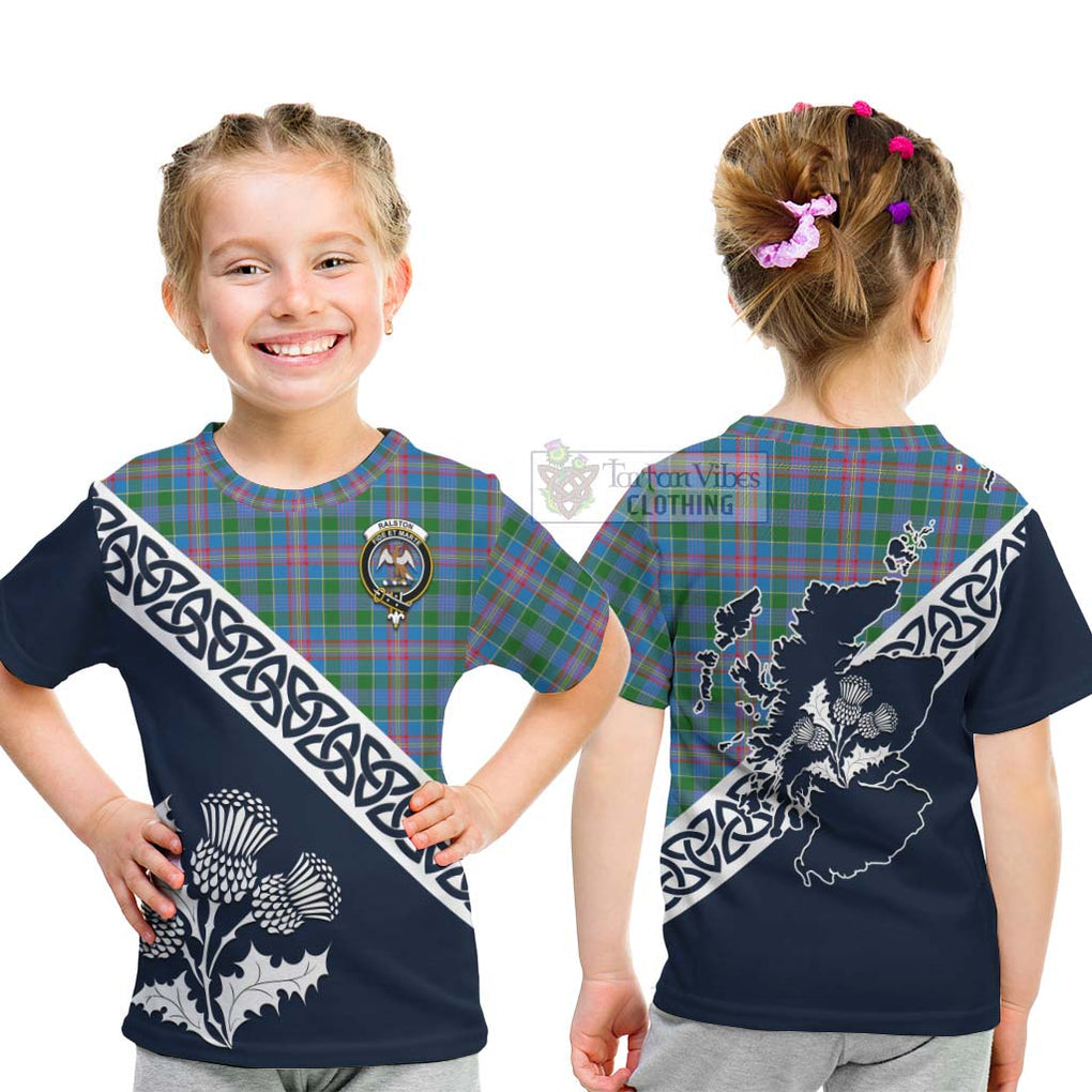 Tartan Vibes Clothing Ralston Tartan Kid T-Shirt Featuring Thistle and Scotland Map