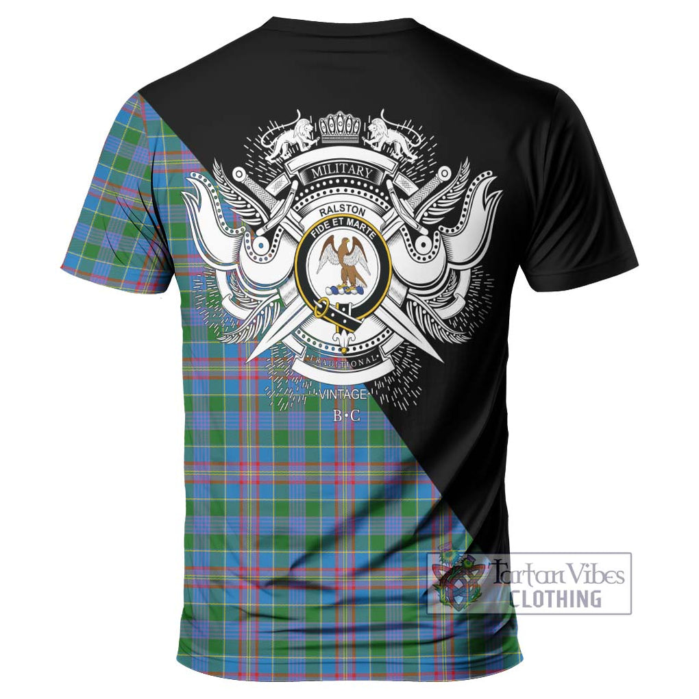 Ralston Tartan T-Shirt with Family Crest and Military Logo Style - Tartanvibesclothing Shop