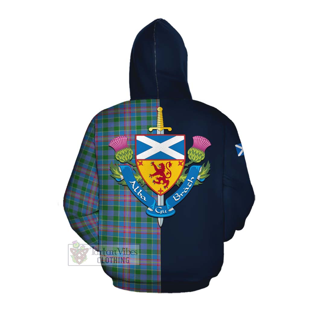 Tartan Vibes Clothing Ralston Tartan Cotton Hoodie Alba with Scottish Lion Royal Arm Half Style