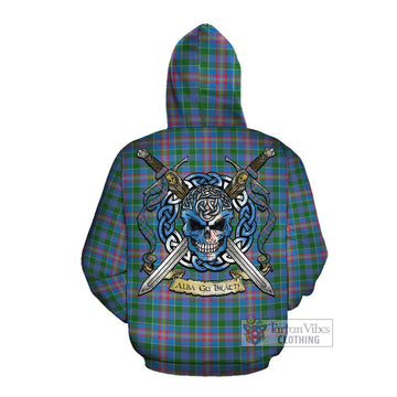 Ralston Tartan Cotton Hoodie with Family Crest Celtic Skull Style