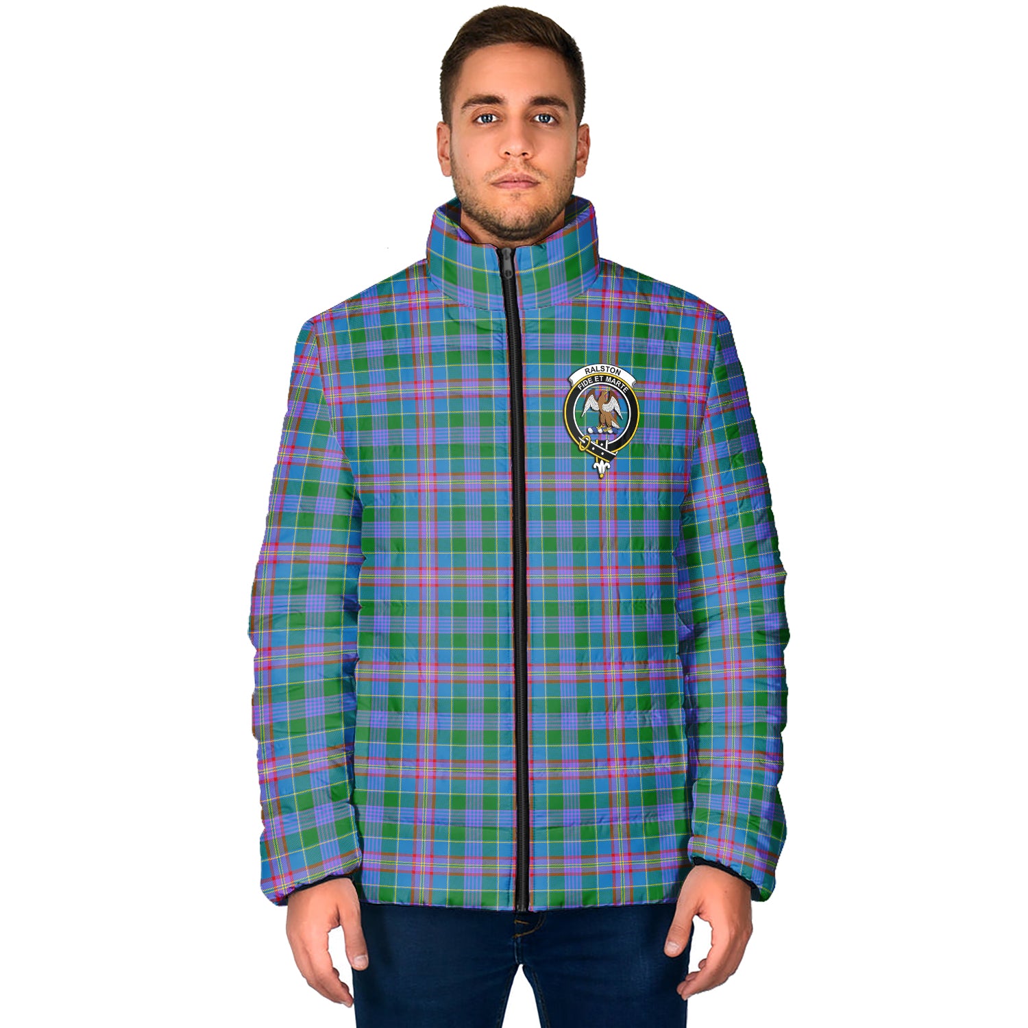 Ralston Tartan Padded Jacket with Family Crest - Tartan Vibes Clothing