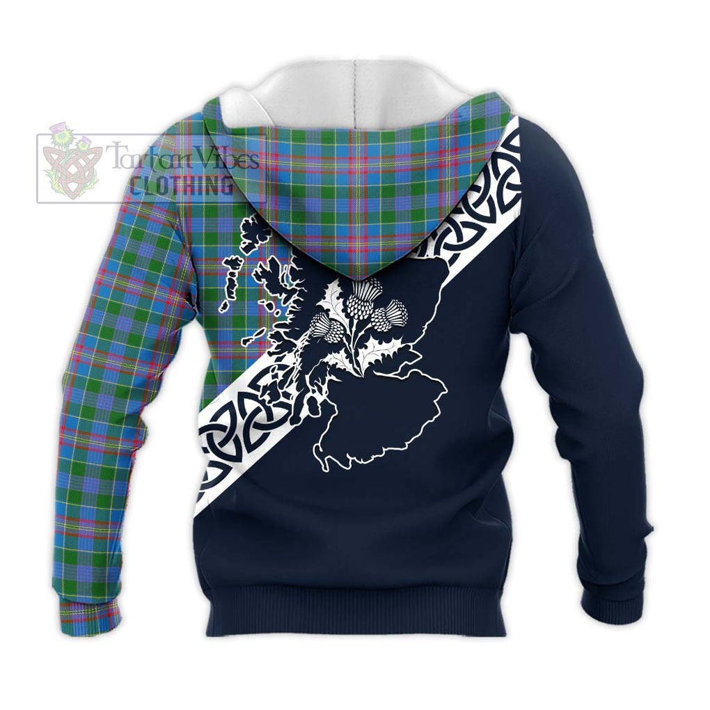 Tartan Vibes Clothing Ralston Tartan Knitted Hoodie Featuring Thistle and Scotland Map