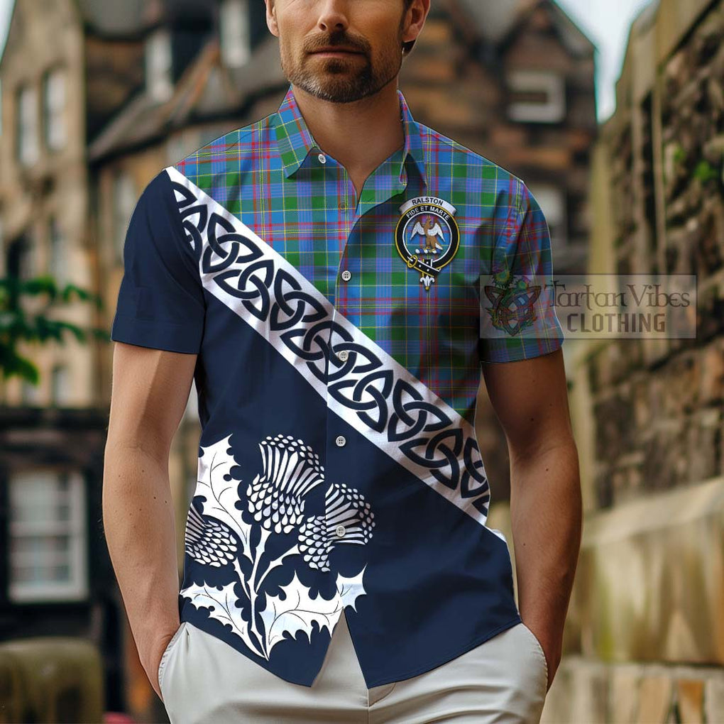 Ralston Tartan Hawaiian Shirt Featuring Thistle and Scotland Map - Tartan Vibes Clothing