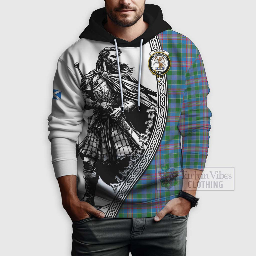 Tartan Vibes Clothing Ralston Tartan Clan Crest Hoodie with Highlander Warrior Celtic Style