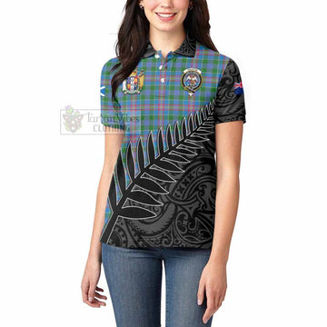 Ralston Crest Tartan Women's Polo Shirt with New Zealand Silver Fern Half Style