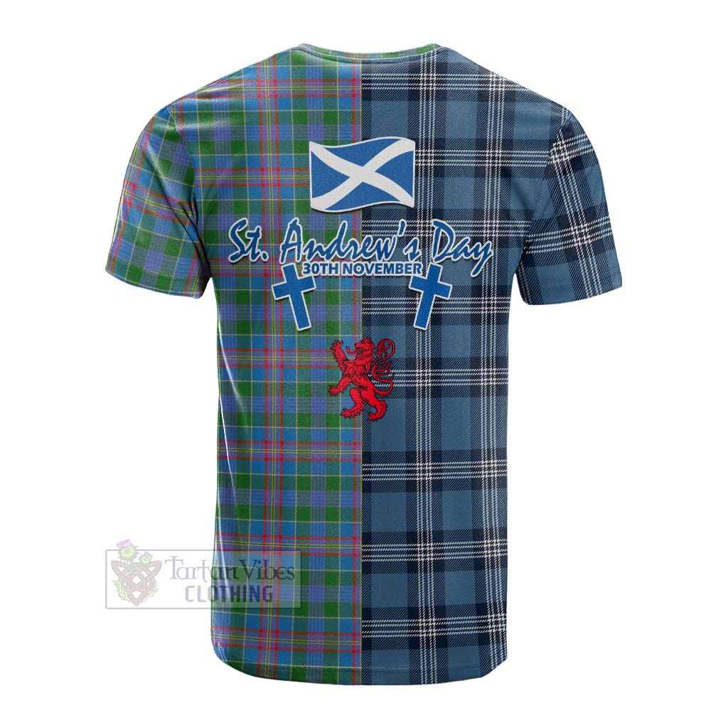 Tartan Vibes Clothing Ralston Tartan Cotton T-shirt Happy St. Andrew's Day Half Tartan Style