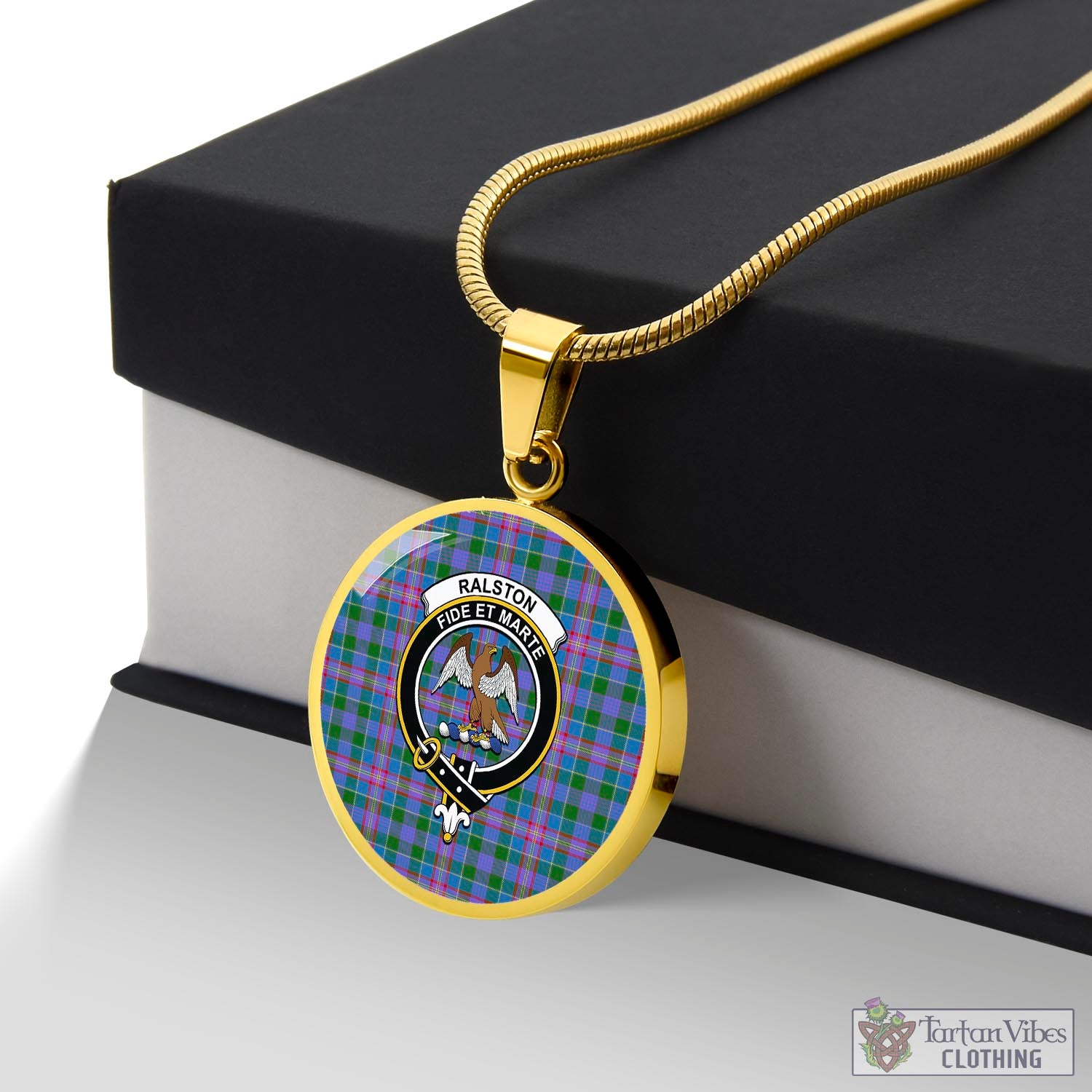 Tartan Vibes Clothing Ralston Tartan Circle Necklace with Family Crest