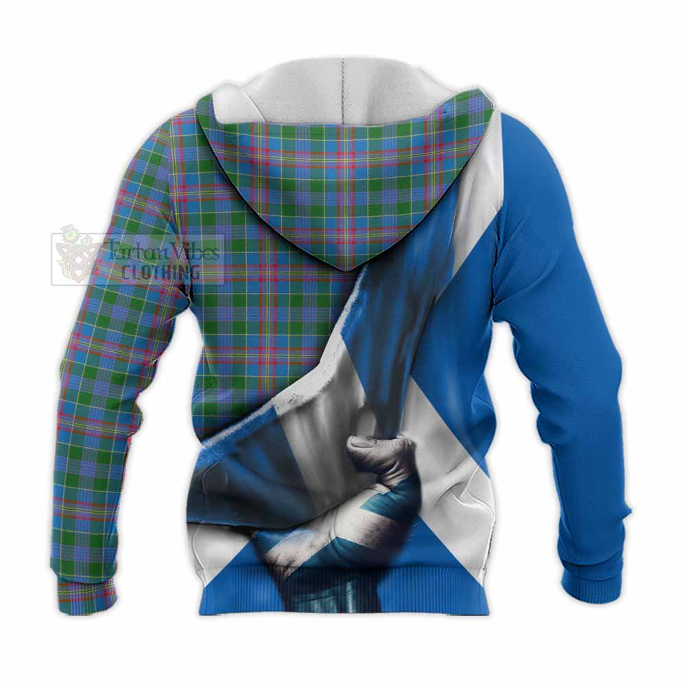 Tartan Vibes Clothing Ralston Tartan Knitted Hoodie with Family Crest Scotland Patriotic Style