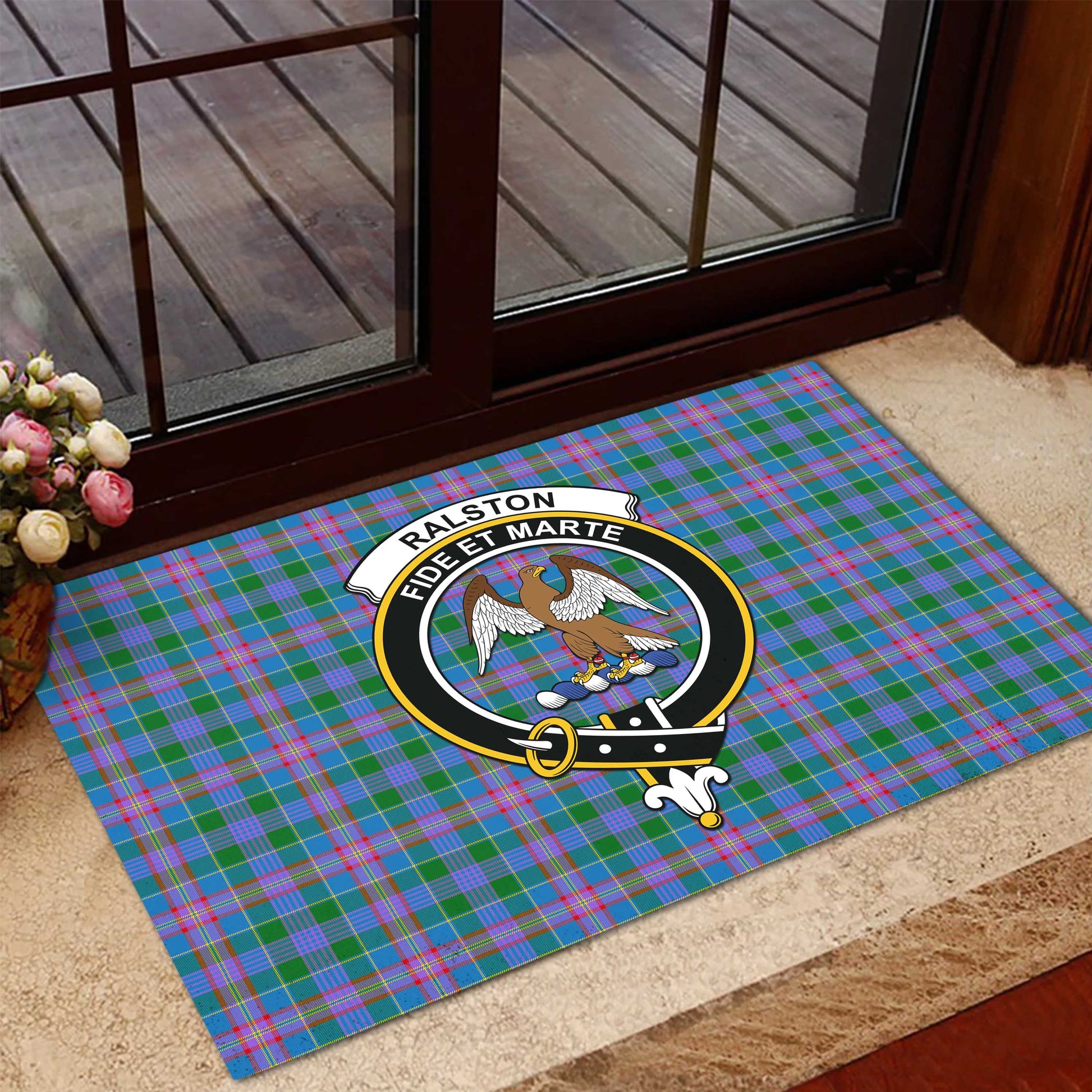 Ralston Tartan Door Mat with Family Crest - Tartanvibesclothing