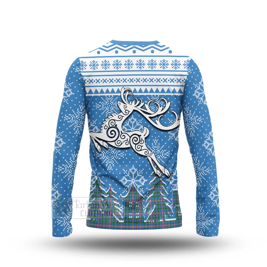 Tartan Vibes Clothing Ralston Clan Christmas Long Sleeve T-Shirt Celtic Reindeer Style