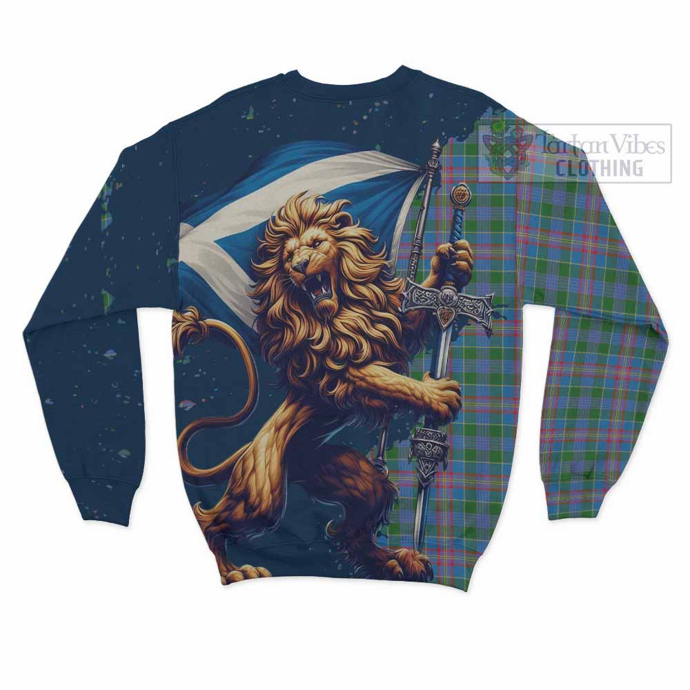 Tartan Vibes Clothing Ralston Tartan Family Crest Sweatshirt with Scottish Majestic Lion