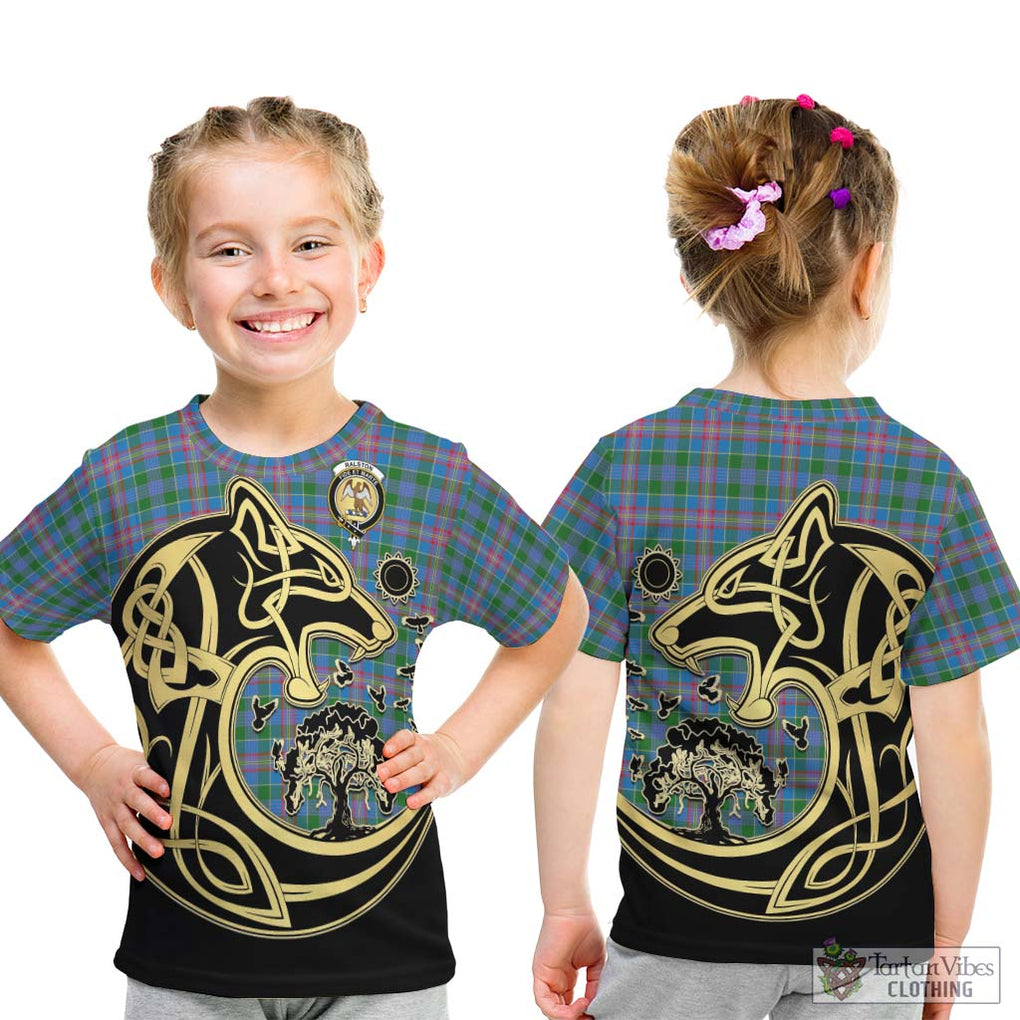 Ralston Tartan Kid T-Shirt with Family Crest Celtic Wolf Style - Tartan Vibes Clothing