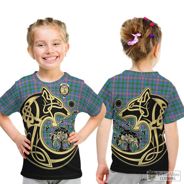 Ralston Tartan Kid T-Shirt with Family Crest Celtic Wolf Style