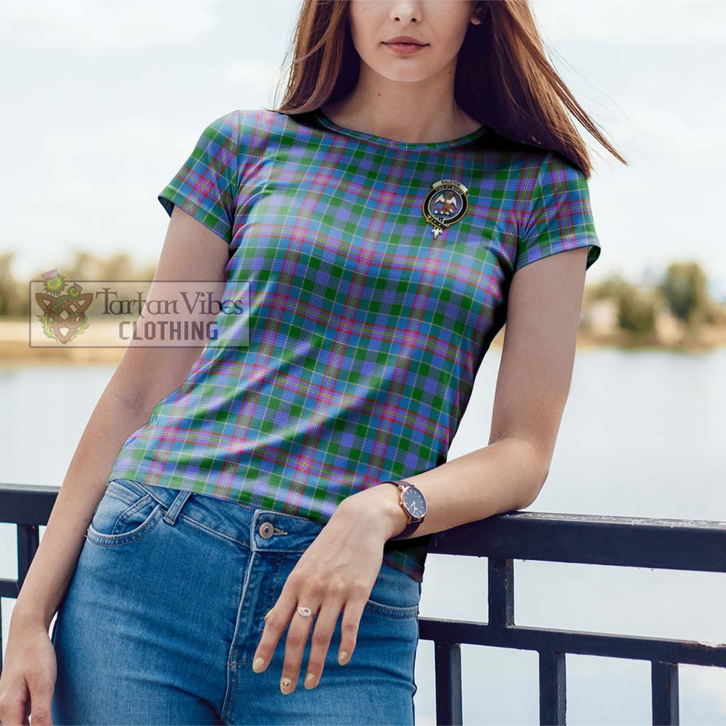 Ralston Tartan Cotton T-Shirt with Family Crest Women's Shirt - Tartanvibesclothing Shop