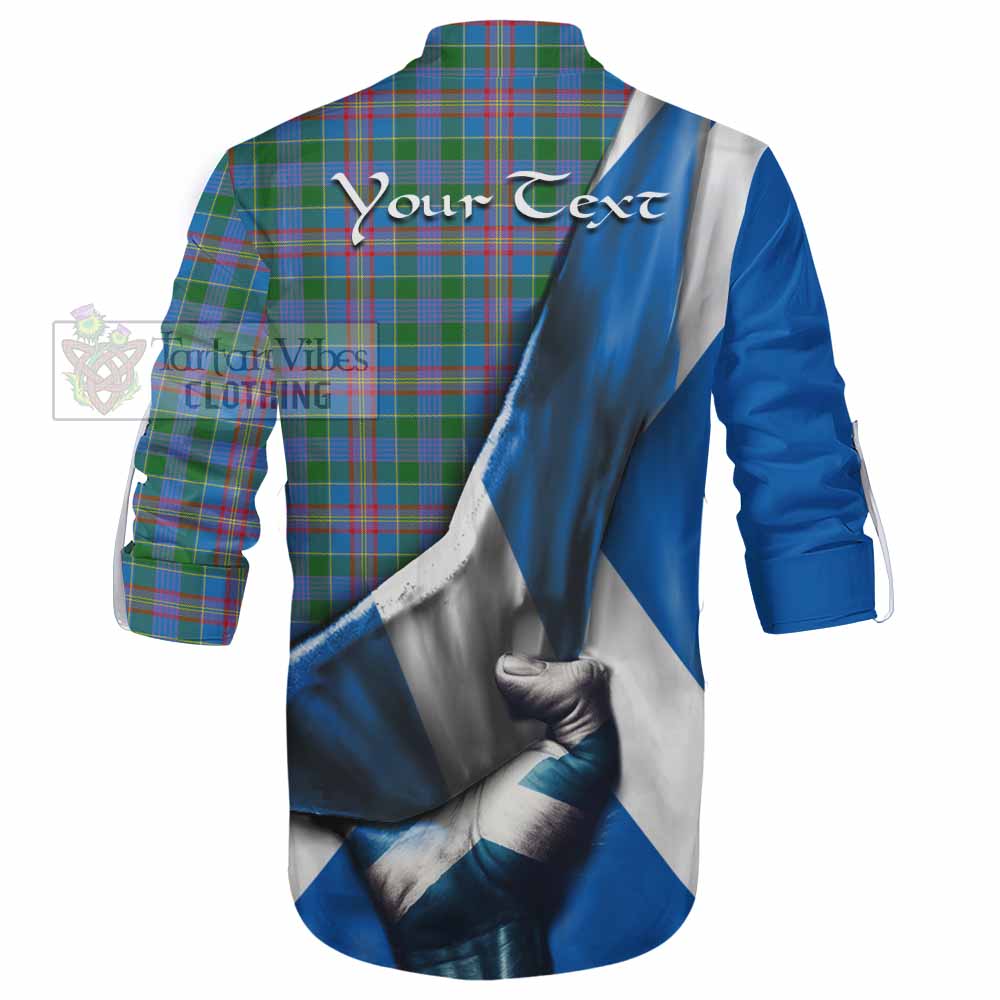 Tartan Vibes Clothing Ralston Tartan Ghillie Kilt Shirt with Family Crest Scotland Patriotic Style