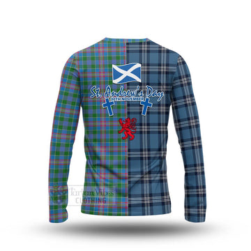 Ralston Tartan Long Sleeve T-Shirt Happy St. Andrew's Day Half Tartan Style