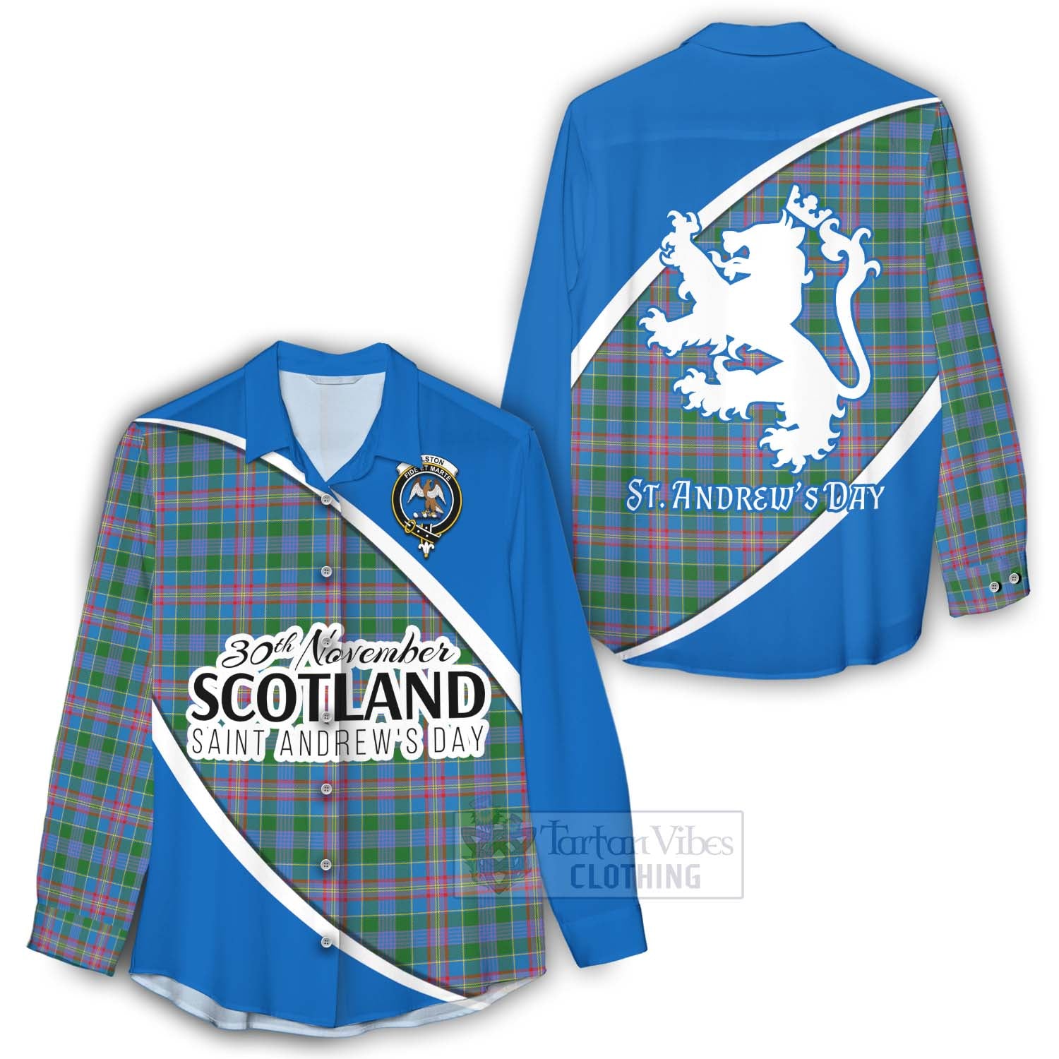 Tartan Vibes Clothing Ralston Family Crest Tartan Women's Casual Shirt Celebrate Saint Andrew's Day in Style