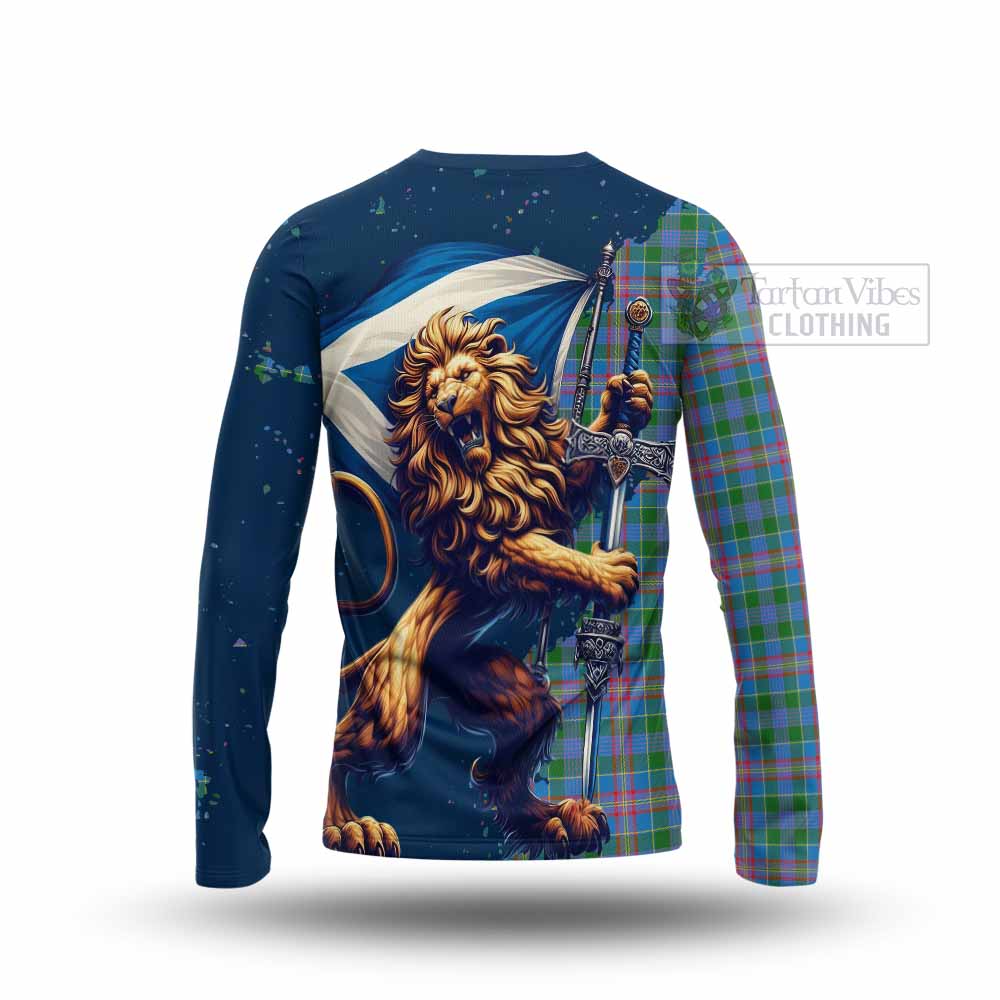 Tartan Vibes Clothing Ralston Tartan Family Crest Long Sleeve T-Shirt with Scottish Majestic Lion