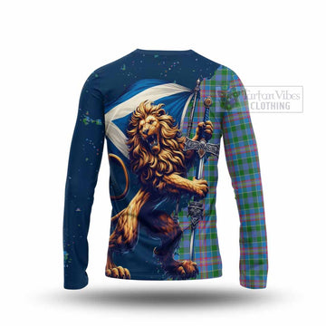 Ralston Tartan Family Crest Long Sleeve T-Shirt with Scottish Majestic Lion