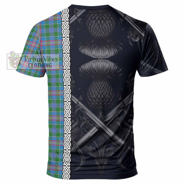 Ralston Tartan T-Shirt with Family Crest Cross Sword Thistle Celtic Vibes