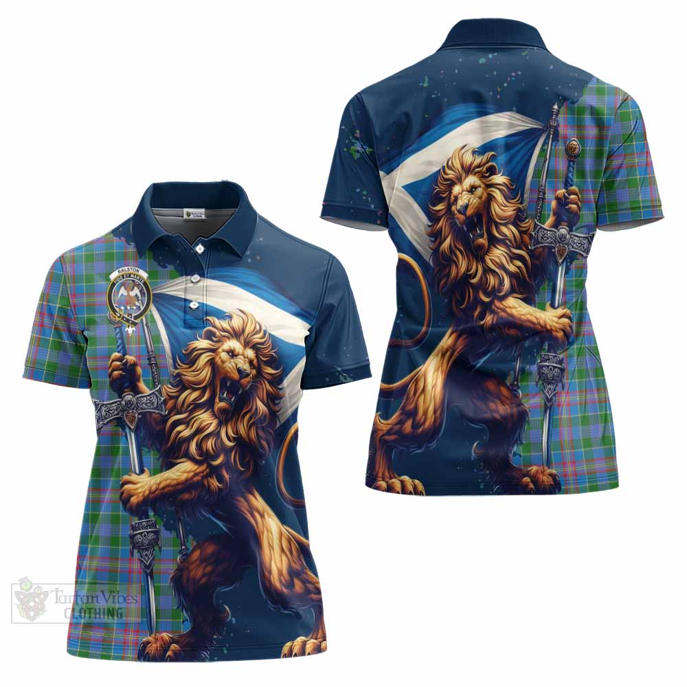 Tartan Vibes Clothing Ralston Tartan Family Crest Women's Polo Shirt with Scottish Majestic Lion