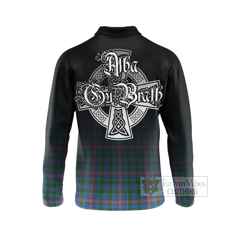 Tartan Vibes Clothing Ralston Tartan Long Sleeve Polo Shirt Featuring Alba Gu Brath Family Crest Celtic Inspired