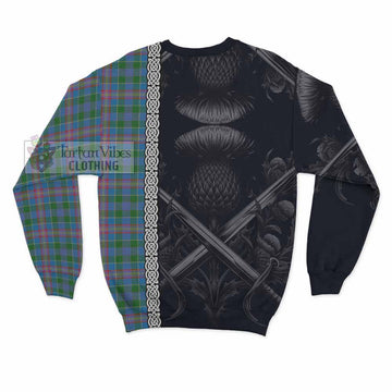 Ralston Tartan Sweatshirt with Family Crest Cross Sword Thistle Celtic Vibes