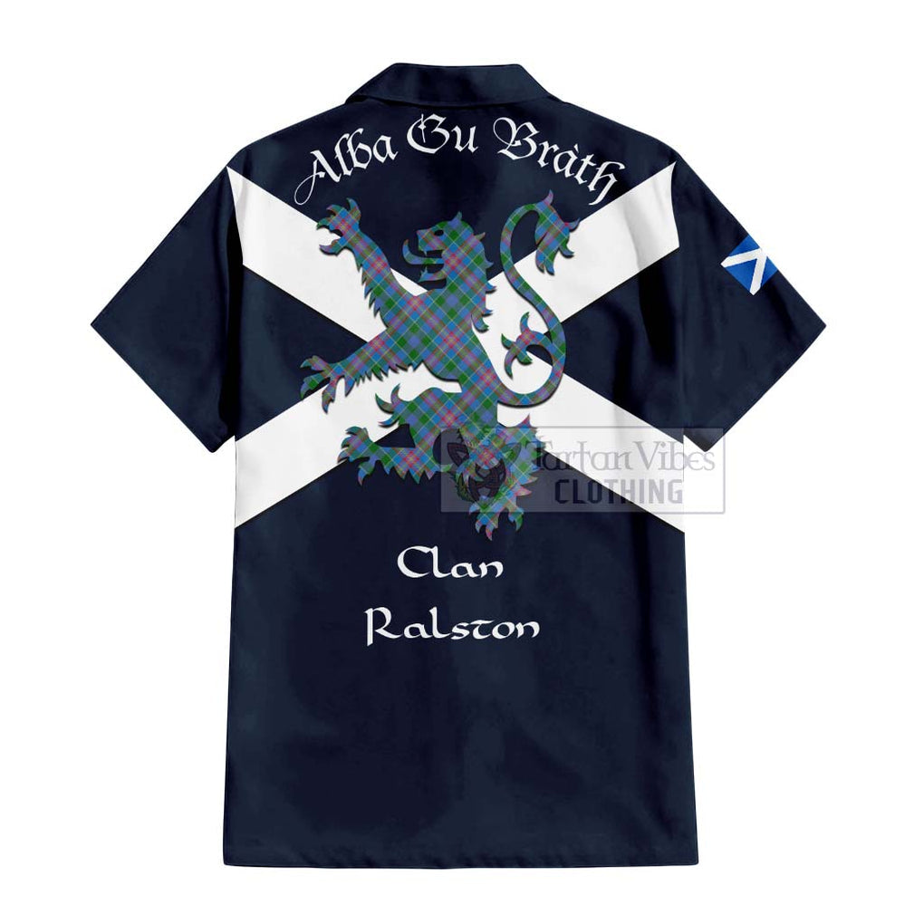 Tartan Vibes Clothing Ralston Tartan Lion Rampant Short Sleeve Button Shirt – Proudly Display Your Heritage with Alba Gu Brath and Clan Name