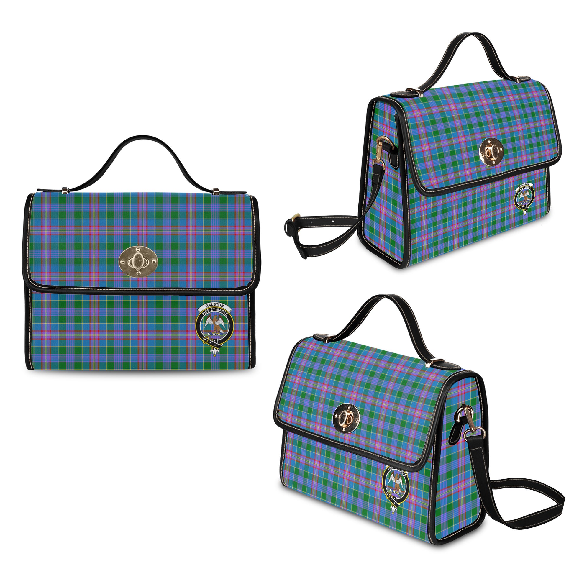 ralston-tartan-leather-strap-waterproof-canvas-bag-with-family-crest