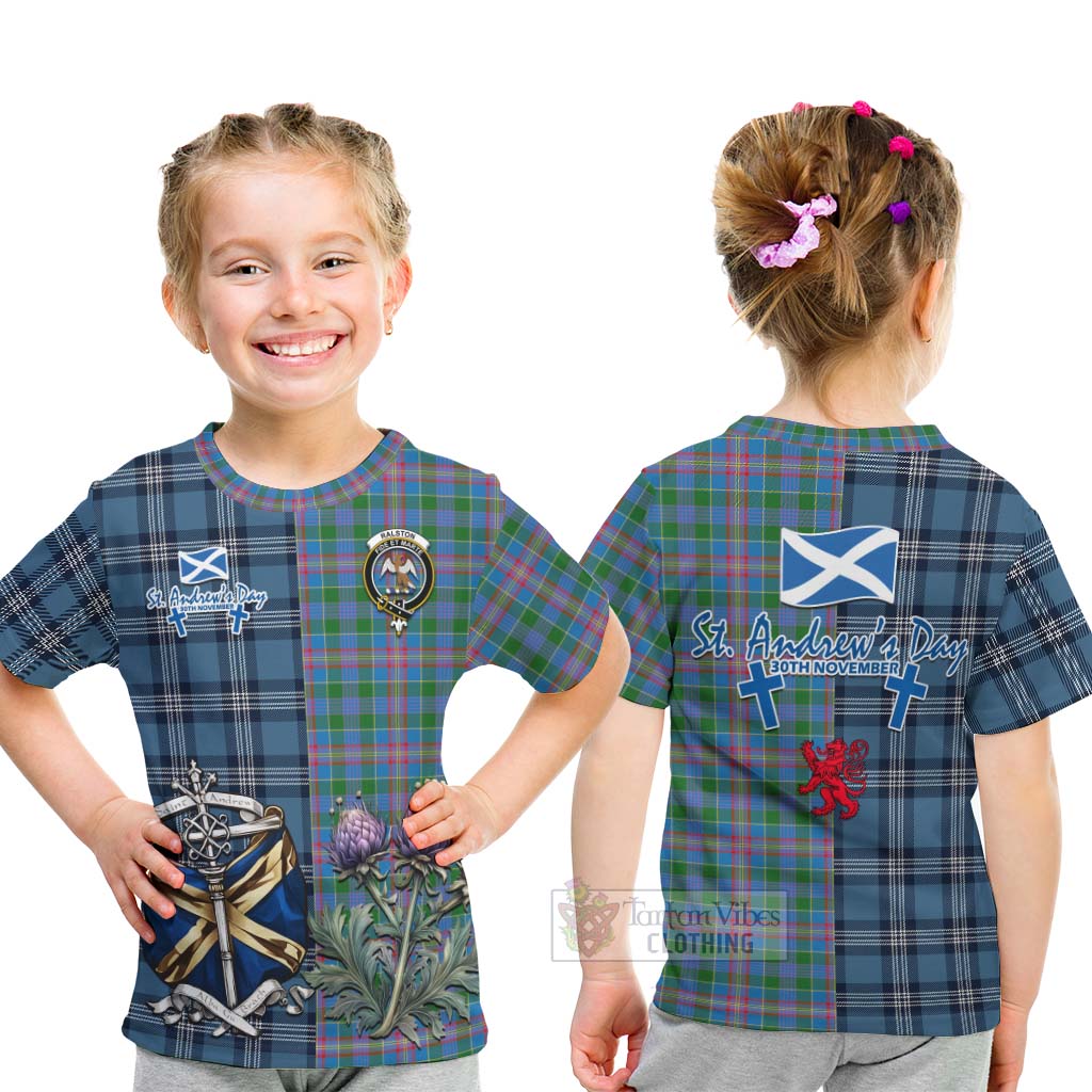 Tartan Vibes Clothing Ralston Tartan Kid T-Shirt Happy St. Andrew's Day Half Tartan Style