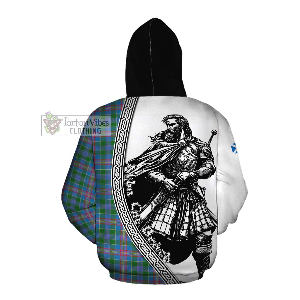 Tartan Vibes Clothing Ralston Tartan Clan Crest Cotton Hoodie with Highlander Warrior Celtic Style