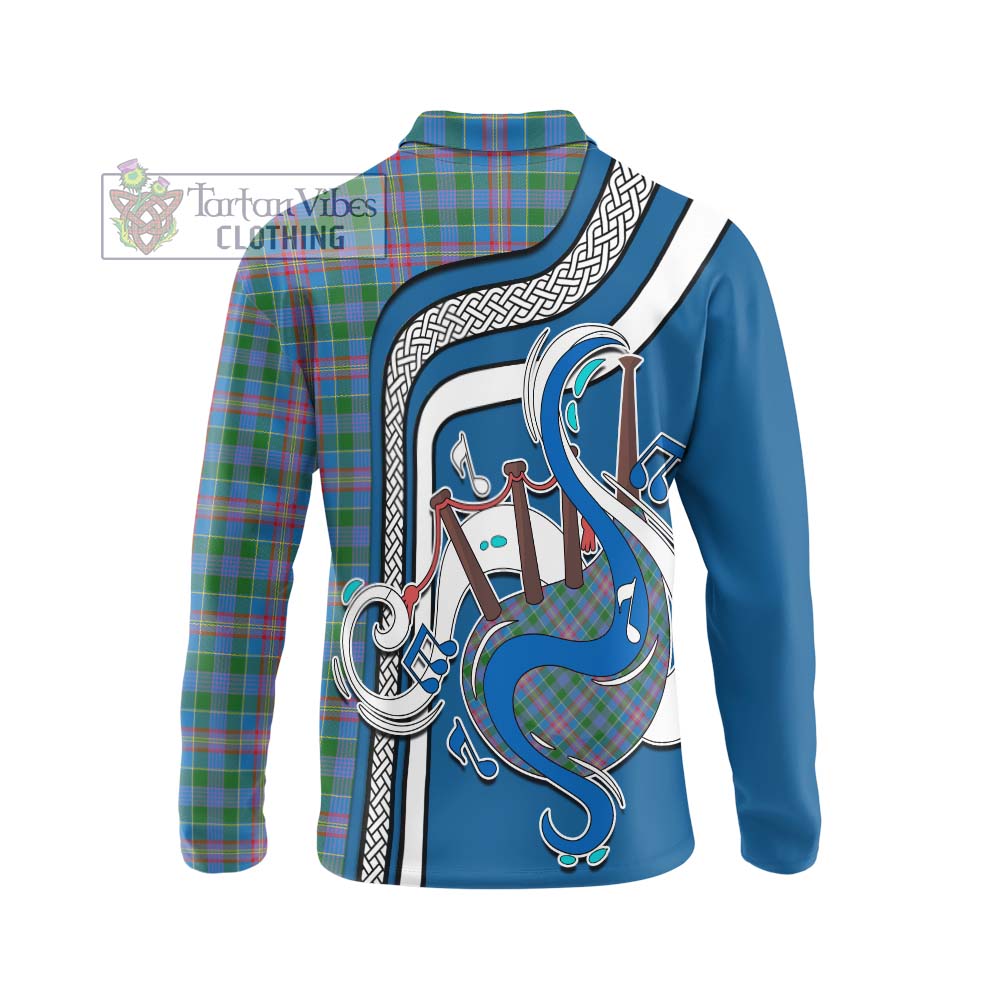 Tartan Vibes Clothing Ralston Tartan Long Sleeve Polo Shirt with Epic Bagpipe Style