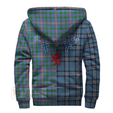 Ralston Tartan Sherpa Hoodie Happy St. Andrew's Day Half Tartan Style