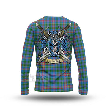 Ralston Tartan Long Sleeve T-Shirt with Family Crest Celtic Skull Style